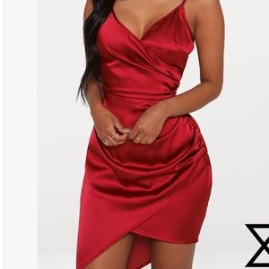 Pretty Little Thing Satin Wrap Dress